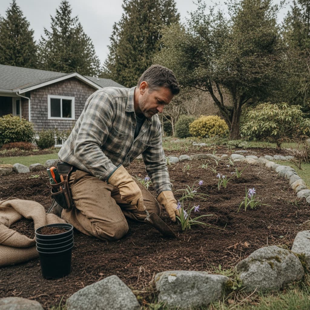 Coastal Miller Landscaping owner and lead landscaper on site in Greater Victoria BC